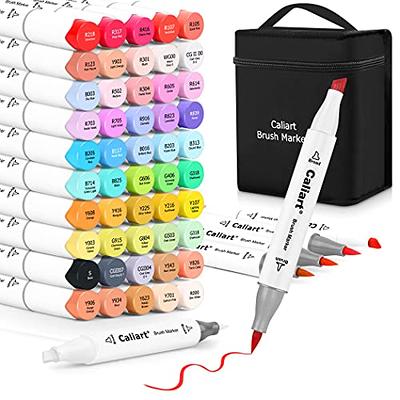  Ohuhu Alcohol Markers Brush Tip - Double Tipped Art Marker Set  for Artist Adults Coloring Illustration- 72 Colors- Alcohol-based  Refillable Ink - Fine & Brush Dual Tips - Honolulu B