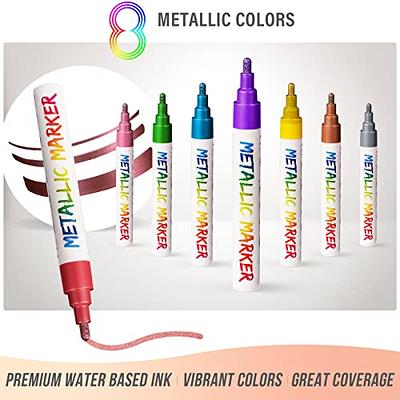 10mm Metallic Chalk Markers (10 Pack) Liquid Chalk Pens - for Blackboards, Chalkboard, Bistro Menu, Window - Wet Wipe Erasable Car Window Markers 
