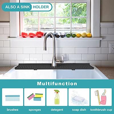 Silicone Kitchen Faucet Mat For Sink Sponge Drain Rack Foldable Sink Mat  Faucet Splash Catcher Bathroom Countertop Protector Mat