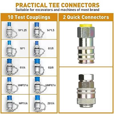 Hydraulic Pressure Test Kit，600bar /10000psi / 60mpa 3 Gauges 12 Tee  Connectors 3 Test Hoses, Hydraulic Gauge Kit Sturdy Carrying Case for  Excavator Construction Machinery Ships Mine (3 Gauges) - Yahoo Shopping