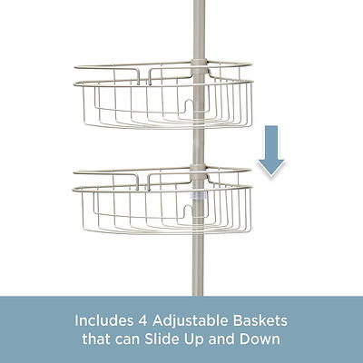 Mainstays Adjustable Tension Shower Pole Caddy with 3 Shelves - White - 1 Each