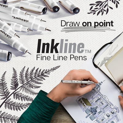 Art-n-Fly Black Fine Point Pens (Set of 6), Drawing Fineliner Ink Pens  with Japanese Archival Ink, Black Pens with Various Size Tip