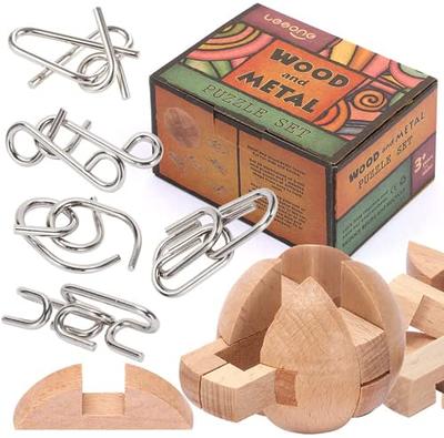 4 Sets Advanced Metal Brain Teasers Puzzles IQ Toys for Adults Kids,Box  Package