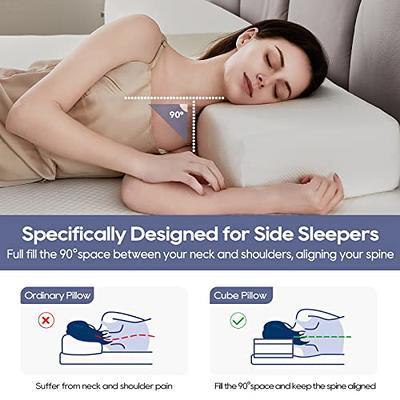 Square Side Sleeper Pillow - Pain Free Sleep | Thin - 4 inch | Pillow Cube