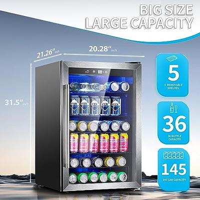 STAIGIS Mini Beverage Refrigerator Freestanding, Small Drink Fridge for Home & Office, Glass Door