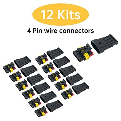 Amliber 4 Pin Connector Waterproof Automotive Electrical Connectors 4 Way  Automotive Wire Connectors Quick Disconnect Wiring Connectors Kit (12 Kits)  - Yahoo Shopping