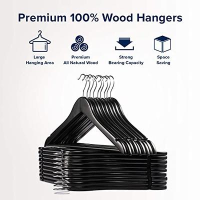 Premium Solid Wooden Hangers - Smooth Finish Space Saving Heavy Duty Suit Clothes  Hanger Set w/ 360 Degree Swivel Metal Hook, Precisely Cut Notches, for Coats  Jackets Pants Dress (20-Pack) 