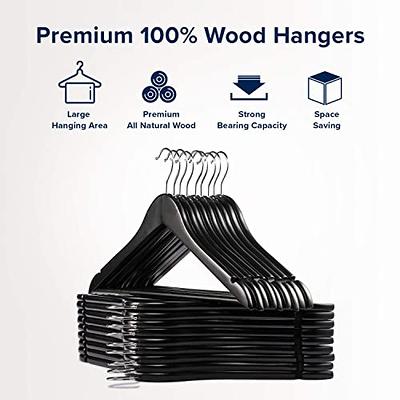 Wooden Hangers, Solid Wood Coat Hangers Heavy Duty, Smooth Finish