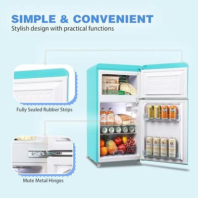 Wanai Compact Refrigerator 3.2 Cu.Ft Classic Retro Refrigerator 2 Door Mini Refrigerator Adjustable Remove Glass Shelves Refrigerator Suitable for