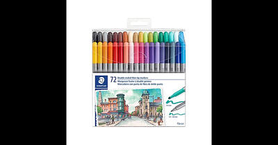 STAEDTLER Fiber Markers Twin Tip Assorted Colors 72/Pack (320TB72 LU) 3200