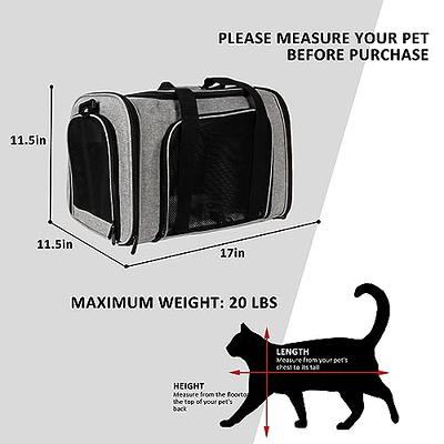 Cat Carrier for Large Cats 20 lbs, Medium Cats Under 25 lbs, Dog Carriers  for Small Dogs, Soft Travel Pets Carrier for 2 Cats Small Dogs, Grey