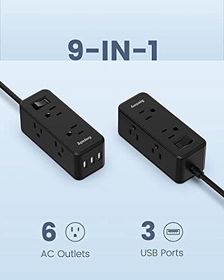 Surge Protector Power Strip - 9 Widely Spaced Multi Outlets, Wall Mount, 3  Side Outlet Extender with 5Ft Extension Cord, Flat Plug for Home Office