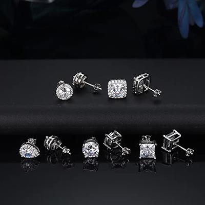 Sterling Silver 8 Mm Clear Cubic Zirconia Stud Earrings, Fake Diamond  Earrings, Simple Earrings - Etsy Sweden