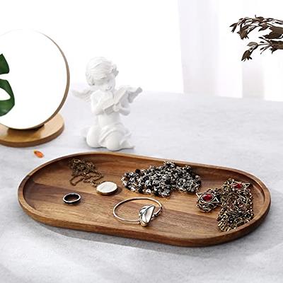 Dracelo Black Bathroom Vanity Tray for Countertop - Bamboo Organizer Tray for Dresser Tops, Toilet Small Decorative Tray