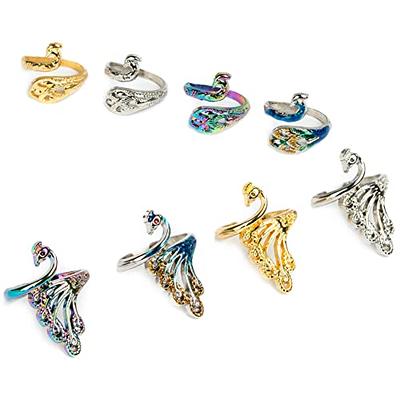 The Peacock Shape Adjustable Ring Knitting Loop Crochet Loop Knitting Rings  Accessorie