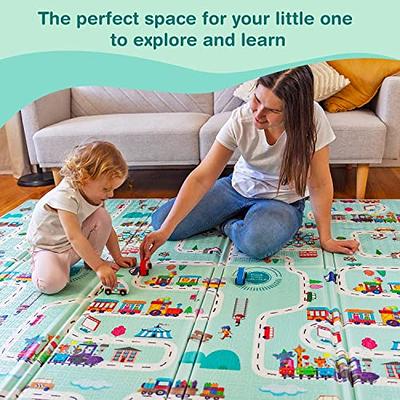 JumpOff Jo - Extra Large Waterproof Foam Padded Play Mat for Infants,  Babies, Toddlers, Play Pens & Tummy Time, Foldable Activity Mat, 77 x 70 x  0.6