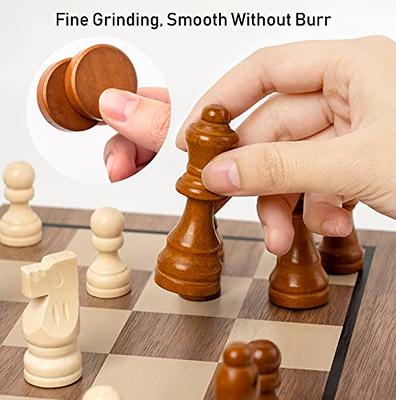 Magnetic Wooden Chess Board Set for Adults and Kids - 15 inch