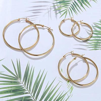 Gacimy Chunky Gold Hoop Earrings for Women 14K Real Gold Plated, 925  Sterling Silver Post Gold Hoops for Women