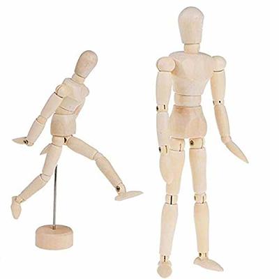  12'' Wooden Artists Manikin, Sketching Drawing Articulated  Jointed Mannequin, Wood Human Figure Model for Home Office Desk Decoration