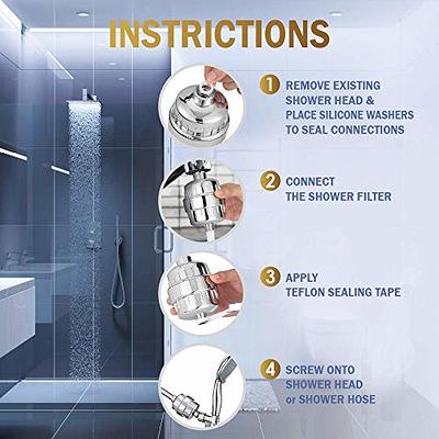 NearMoon Square Shower Head and 15 Stage Shower Filter Combo, High Pressure  Filtered Showerhead for Hard Water, Improves the Condition of Your Skin