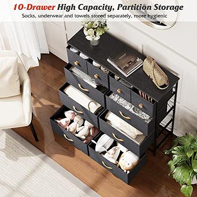 Nicehill Dresser for Bedroom with 10 Drawers, Storage Drawer Organizer, Tall  Chest of Drawers for Closet, Clothes, Kids, Baby, Living Room, Wood Board,  Fabric Drawers (Black Grey) – Built to Order, Made