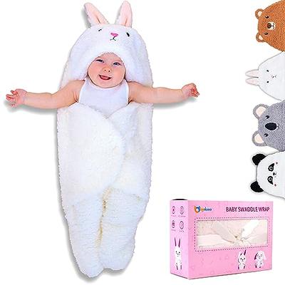 GROWNSY Baby Shower Gifts, Unisex Baby Gift Set with Baby Memory Book,  Swaddle Blanket, Cute Bunny, Hooded Bath Towel, Burp Cloth and Washcloth