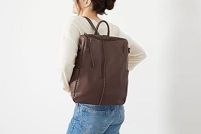 Aoibox 14.2 in. H PU Leather Brown Bag Backpack with Side Pockets