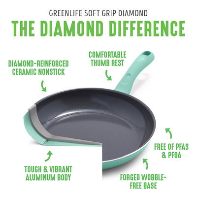 GreenLife Diamond Ceramic Nonstick Turquoise 5 Quart Covered Saute Pan