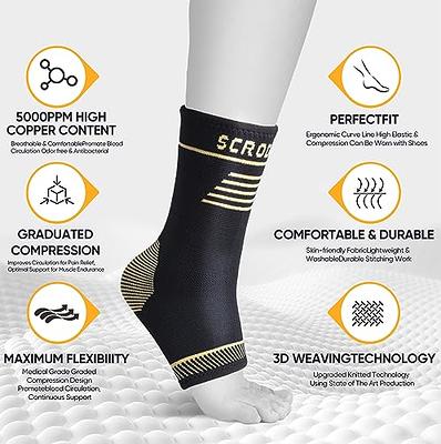 COPPER HEAL ANKLE Compression Sleeve (PAIR) - Highest Copper Infused Socks  Arch Support Foot Swelling Achilles Tendon Joint Pain Plantar Fasciitis