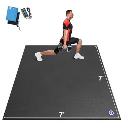 Premium Large Exercise Mat 9' x 6' x 7mm, High-Density Workout Mats for  Home Gym Flooring, Non-Slip, Extra Thick Durable Cardio Mat, and Ideal for  Plyo, MMA, Jump Rope - Shoe Friendly