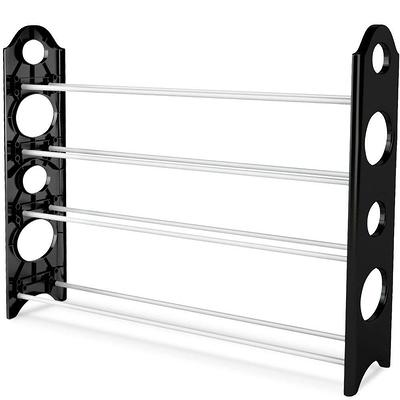 24.4 in. H 18-Pair Gray Metal Shoe Rack