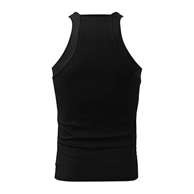 Cotton Athletic Workout Tank Tops for Women - Sleeveless Loose Split Sports  T-Sh