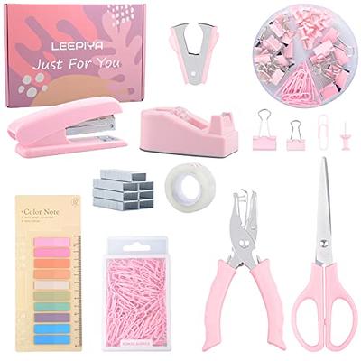 Office Supplies Set Desk Accessory Kit with Stapler Tape Dispenser Staple  Remover Staples Hole Puncher Paper Clips Scissor and Letter Opener  Ballpoint