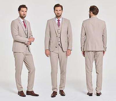 Men's Suit Slim Fit 2 Pieces Suits for Men Formal One Button Single  Breasted Jacket Vest Pants Suit Set for Work at  Men’s Clothing store