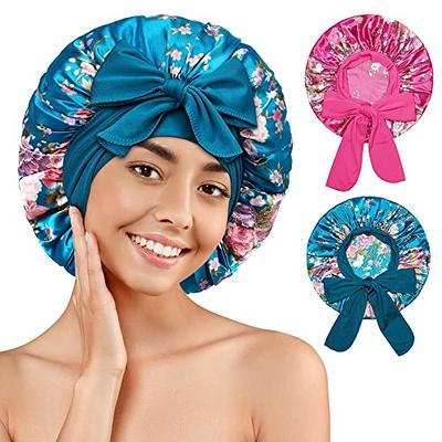 BONNET QUEEN Silk Bonnet for Sleeping Tie Bonnet Satin Bonnet with Tie Band  Hair Bonnet for Sleeping Night Sleep Hair wrap for Women Curly Hair Rose