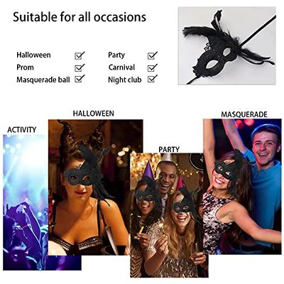 Erythem Masquerade Mask With Stick Venetian Womens Masquerade Masks For  Halloween Carnival Cosplay Costume Party