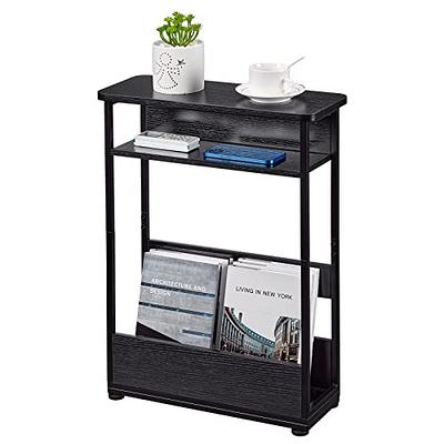 Small Side Table for Small Spaces - Narrow Small End Tables Living Room - Slim End Table with Magazine Holder - Skinny Bedside Table Small Nightstand