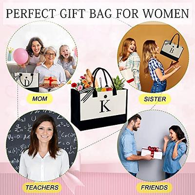 Personalized Initial Canvas Tote Bag with Zipper Pocket 13OZ