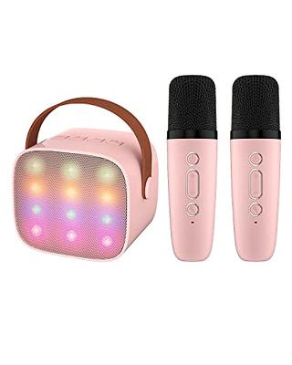 Mini Karaoke Machine For Kids Adults, Portable Bluetooth Speaker With 2  Wireless Microphones, Microphone Speaker Set With Led Disco Lights For Home  Party, Birthday Gifts For Girls Boys Kid(Pink)