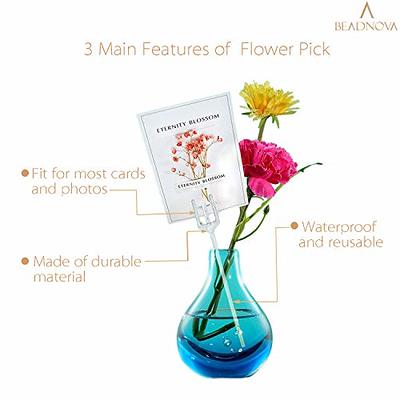 Plastic Floral Picks 9.4 and 12.2 inch Straight Head Floral Picks Transparent Fork Shape Flower Picks Card Holders for Cards, Photos, Floral