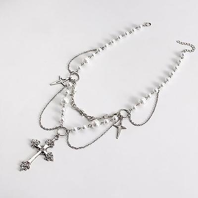 Layered Heart Pendant Necklace Silver Beaded Necklace Chain For Women And  Girls