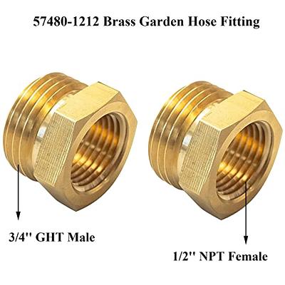 3/4” GHT Male x 3/4” NPT Male Connector, Brass Garden Hose Fitting,  Adapter, Industrial Metal Brass Garden Hose to Pipe Fittings Connect (2  Pack)