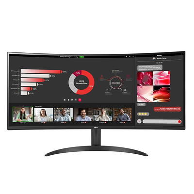  LG 34WP60C-B 34-Inch 21:9 Curved UltraWide QHD (3440x1440) VA  Display with sRGB 99% Color Gamut and HDR 10, AMD FreeSync Premium and  3-Side Virtually Borderless Screen Curved QHD Tilt,Black : Electronics