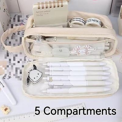 Big Capacity 3 Compartments Canvas Pencil Case Organizer Pouch Bag For Teen  School Students Pen Holders For Desk Aesthetic - AliExpress