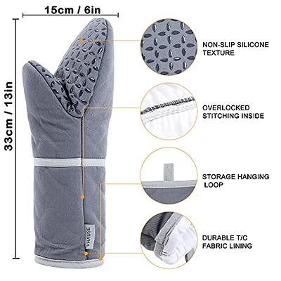 Gorilla Grip Heat Resistant Silicone Oven Mitts Set, Soft Quilted lining, Extra Long, Waterproof Flexible Gloves for Cooking and BBQ, Kitchen Mitt