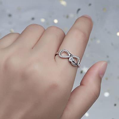 Art Nouveau Promise Rings For Her Floral Infinity Engagement Ring Solid  Silver | eBay