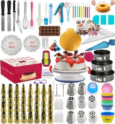 469x Cake Decorating Kit Baking Supplies with Rotating Turntable Springform  Pans 