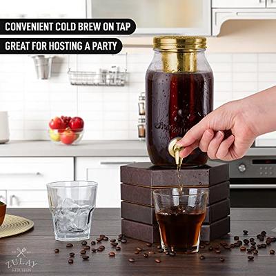 Zulay Kitchen 1 Gallon Cold Brew Coffee Maker with EXTRA-THICK Glass Carafe  & Stainless Steel Mesh Filter - Premium Iced Coffee Maker, Cold Brew Pitcher  & Tea Infuser (Black)