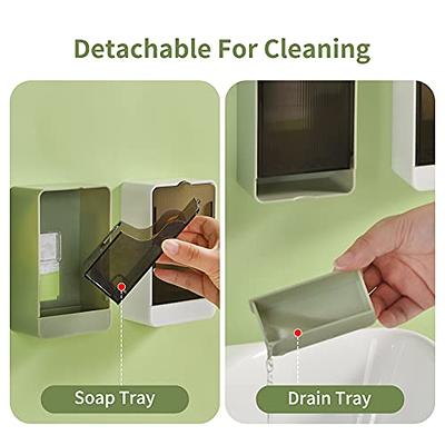 Soap Dish Shower, Black Stainless Steel Soap Tray, Self Adhesive Bar Soap  Holder with Drain, Soap Saver Drainer for Shower/Bathroom/Kitchen/Counter