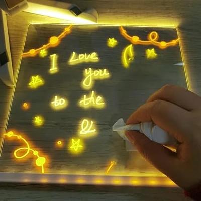 LED Note Board with Colors - 2024 New Light Up Dry Erase Board with Stand,  Acrylic Marker Board w/ 7 Pens As a Glow Memo LED Letter Message Board Dry
